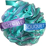 Loofah Bath-Sponge Swirl-Set-XL-75g by Shower Bouquet: Extra-Large Mesh Pouf (4 Pack Color Swirls) Luffa Loofa Loufa Puff Scrubber - Big Full Lather Cleanse, Exfoliate with Beauty Bathing Accessories