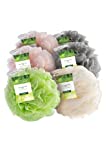 EcoTools 100% Recycled Delicate and Exfoliating Bath Sponge Body Scrubber Cleaning Loofah for Shower and Bath - in Assorted Colors, Green, White, Pink, and Gray (Pack of 6) - Perfect for Men & Women
