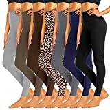 iceROSE 7 Pack High Waisted Leggings for Women, Buttery Soft Black Running Yoga Leggings.