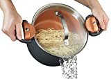 Gotham Steel 5 Quart Multipurpose Pasta Pot with Strainer Lid & Twist and Lock Handles Nonstick Copper Surface Oven/Dishwasher Safe Tempered Glass Lid, Graphite