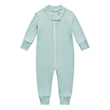 Bamboo Baby Footless Pajamas, Boys and Girls Zip up Sleep and Play, Long-Sleeve Coveralls(18-24 Months, Aqua)