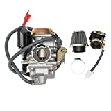 PD24J Carburetor 24mm for GY6 125cc 150cc 152QMJ 157QMI 4 Stroke Engines Electric Choke Motorcycle Scooter with Air Filter Intake Manifold