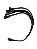 3-Pin Female to 4 x 3-Pin Male Computer Case Fan Splitter Power Connector Black Sleeved Adapter Cable