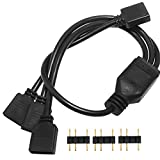 SJZBIN ARGB Splitter Black 30cm 3-Pin Addressable RGB 1 to 3 Splitter Cable