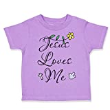 Custom Toddler T-Shirt Jesus Loves Me Christian Cotton Boy & Girl Clothes Funny Graphic Tee Lavender Design Only 18 Months