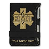 Mini Notepad, EMT Emergency Medical Technician, Personalized Engraving Included (Black with Gold)