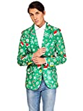 Offstream Festive Green Christmas Blazer - Size L, Slim Fit Ugly Fancy Dress Jumper | Christmas Day Outfit, Office Party, Thanks Giving & Gatherings