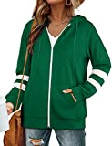 Zip Up Hoodie Women Fall Jackets Long Sleeve Christmas Sweatshirts Hooded Green L