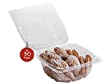 Smygoods Dessert Containers, Disposable Plastic Clamshell Food Containers, Clear Hinged Food Container, 6 x 6 x 3 [50 Pack]