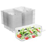 Karderon Disposable Plastic Hinged Food Container - 70 Pcs Clear Hinged Containers, 7.5" Length x 5" Width x 3" Depth (7.5x5x3 Inch)