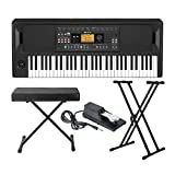 Korg EK-50 Entertainer Keyboard with Knox Adjustable X Style Keyboard Bench, Adjustable Keyboard Stand and Sustain Pedal Bundle (4 Items)