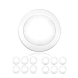 PARMIDA (12 Pack) 5/6” Dimmable LED Disk Light Flush Mount Recessed Retrofit Ceiling Lights, 15W (120W Replacement), 5000K, Energy Star & UL-Listed, Installs into Junction Box Or Recessed Can, 1050lm