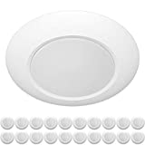 ZAGO 20 Packs 6 Inch LED Disk Light Surface Mount Low Profile Recessed Retrofit Ceiling Fixture for J Box, Dimmable, 15W=75W, 980LM, 5000K Daylight White, CRI>80, ETL Listed, Wet Location