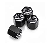 Tire Valve Stem Cap for Car, 4 Pack American Flag Pattern Anti-Rust Airtight Universal Valve Stem Covers for Cars, Vehicles, Bicycles, Trucks, Motorcycles, Car Accessories (Black)