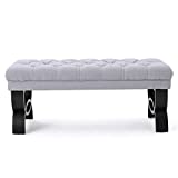 Christopher Knight Home Scarlett Fabric Ottoman Bench, Light Grey