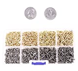 Mini Skater M2 Micro-Screws Cross Flat Head Self Tapping Wood Screws Fastener Kit and Assortment, Wooden Furniture Box Hardware Accessories (1600PCS,Golden and Silver)