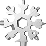 Desuccus 18-in-1 Snowflake Multi Tool, Stainless Steel Snowflake Bottle Opener/Flat Phillips Screwdriver Kit/Wrench, Durable and Portable to Take, Great Christmas gift(Standard, Stainless Steel).