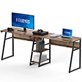FITUEYES Double Computer Desk with Storage Shelves, 81 inch Two Person Desk with Bookshelf, Extra Long Workstation Desk for Home Office