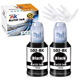 St@r ink Compatible Ink Bottle Replacement for Epson T502 502 for EcoTank ET-4760 ET-2760 ET-2750 ET-3760 ET-3750 ET-4750 ET-2700 ET-3700 ET-15000 ET-3710 ST-2000 ST-3000 ST-4000 (Black, 2 Packs)