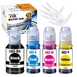 St@r Ink Compatible Ink Bottle Replacement for Epson T502 502 for EcoTank ET-4760 ET-2760 ET-2750 ET-3760 ET-3750 ET-4750 ET-2700 ET-3700 ET-15000 ET-3710 ST-2000 ST-3000 ST-4000(BK/C/Y/M, 4 Packs)