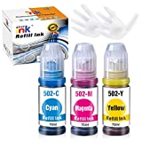 st@r ink Compatible Ink Bottle Replacement for Epson 502 T502 Color for EcoTank ET-4760 ET-2760 ET-2750 ET-3760 ET-3750 ET-4750 ET-2700 ET-3700 ET-15000 ET-3710 ST-2000 ST-4000 Printer(C/M/Y, 3-Pack)