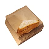 WAYDA 100PCS Sandwich Bags Kraft Paper Bakery Bags Unbleached Paper Pastry Bags for Sandwiches, Hamburger, Bagel, Toast, Snacks, Treats and Party Favors