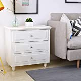 MOOSENG 3-Drawer Storage Nightstand Bedside Cabinet Furniture Fully Assembled Accent End Side Table Chest, Perfect for Home, Bedroom Living Room Accessories, 23" H, White
