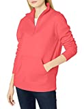 Amazon Essentials Women's Long-Sleeve Lightweight Fleece Quarter-Zip Top, Coral, Medium