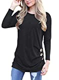 Yincro Women's Casual Long Sleeve Tunic Tops Fall Tshirt Blouses (Black, XL)