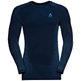 Odlo Men's Performance Warm ECO Baselayer L/S Crew, Blue (296), Medium