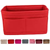 Lmeison Purse Organizer for Women, Tote Bag Organizer Insert for Neverfull MM Speedy 35, 13 Pocket Felt Bag Organizer fits Longchamps Tote Bag, Red, X-Large