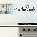 Wall Decals For Kitchen - Kiss The Cook With Chef Hat - Vinyl Wall Decorations