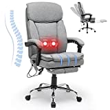 HOMREST Reclining Office Chair with Massage, Ergonomic Office Chair with Foot Rest, Breathable Fabric Executive Computer Chair w/Retractable Footrest, High Back Swivel Recliner for Office Home Study