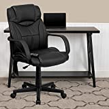 Flash Furniture Mid-Back Ergonomic Massaging Black LeatherSoft Executive Swivel Office Chair with Arms