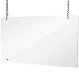 Hanging Protective Sneeze Guard Shield for Counter, Desk, Business and Customer Safety, Portable Plexiglass Barrier, Shield and Guard for Business, School. With Hanging Hardware. (48x32)