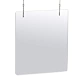 Azar Displays 179966-100 30 in. X 40 in. Clear Hanging Adjustable Cashier Shield, Plexiglass, Sneeze Guard, Acrylic Protective Barrier -Vertical/Horizontal, 2-Pack