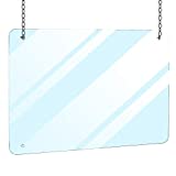 Hanging Acrylic Sneeze Guard Plexiglass Shield Safety Barrier for Office Desk, Countertop, Reception Cashier Table, Checkout Desk Protection from Sneezing, Coughing Droplets (46"W x 32"H)