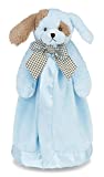 Bearington Baby Waggles Snuggler, Blue Puppy Dog Plush Stuffed Animal Security Blanket, Lovey 15"