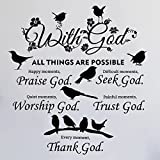 2 Pieces with God Things are Possible Wall Decal Vinyl Quote Bible Sticker Christian Praise God DIY Decals Inspirational Quote Wall Art Decals Decor for Home Walls Bedroom Decoration (Black)