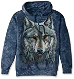 The Mountain Warrior Wolf Adult Hoodie, Grey and Blue, Small