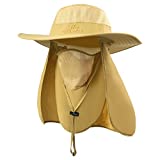 Fishing Hat,Sun Cap with UPF 50+ Sun Protection and Neck Flap,for Man and Women Khaki