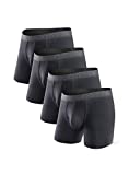 DAVID ARCHY Mens Underwear Bamboo Boxer Briefs Breathable and Soft with Fly Trunks 4 Pack (M, Black - 5.5" in 4 Pack)