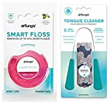 Dr. Tung's Smart Floss and Tongue Cleaner Bundle, Biodegradable, Revolutionary, Removes 55% More Plaque, Reaches Deep, Natural Cardamom Flavor, Lightly Waxed, Gluten-Free, PTFA-Free, BPA-Free