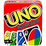 UNO Family Card Game, with 112 Cards in a Sturdy Storage Tin, Travel-Friendly, Makes a Great Gift for 7 Year Olds and Up [Amazon Exclusive]