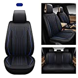 AOOG Leather Car Seat Covers, Leatherette Automotive Seat Covers for Cars SUV Pick-up Truck, Non-Slip Vehicle Car Seat Covers Universal Fit Set for Auto Interior Accessories, Full Set, Black&Blue