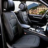 FH Group PU205SOLIDBLACK102 Solid Black Ultra Comfort Leatherette Front Seat Cushion (Airbag Compatible)