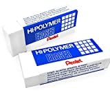 Hi-Polymer Large Plastic Rubbers Erasers - White - Pack of 2