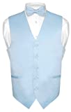 Men's Dress Vest & BowTie Solid BABY BLUE Color Bow Tie Set size 2XL