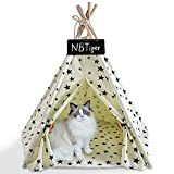 NBTiger Pet Teepee Tent, Dog Cat Bed House with Soft Cushion Pad, Portable 24 Inches Cute Tipi Shelter for Puppy Kitten with Washable Canvas Blackboard