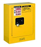 Justrite 890200 Sure-Grip EX Galvanized Steel 1 Door Manual Flammables Mini Safety Storage Cabinet, 17" Width x 22" Height x 8" Depth, 1 Adjustable Shelf, Yellow